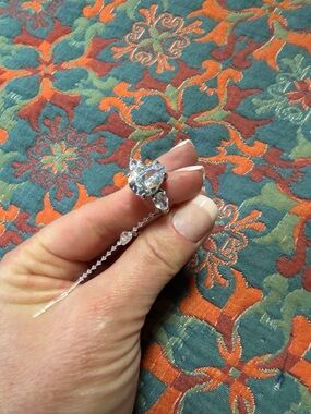 Silver-Tone Teardrop Crystal Ring in light Blue Size 8 in Gift Box